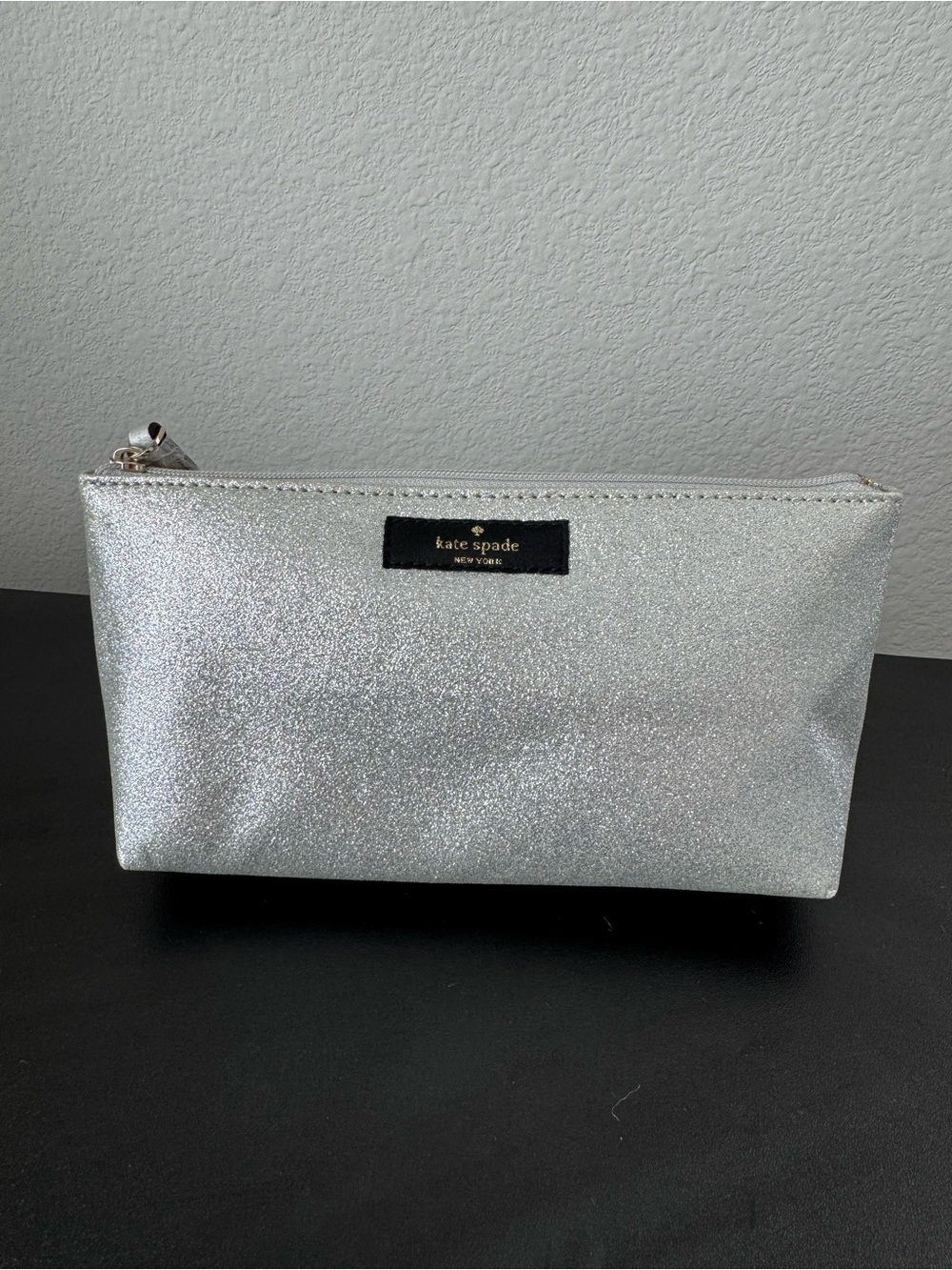 kate spade Silver Glitter Zip Clutch